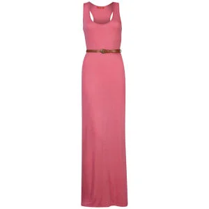 Influence Women's Racer Back Maxi Dress with Belt - Coral - S-M - Coral Image 1