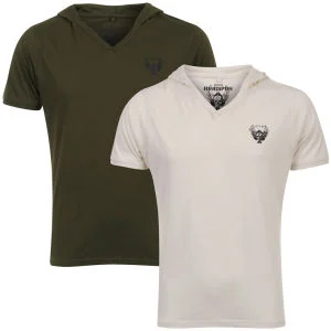 Ringspun Men's 2-Pack Hex Hooded V-Neck T-Shirt - Khaki/Off White - S - Khaki/Off White Image 1