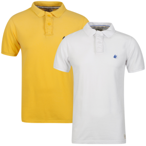 Soul Cal Men’s 2 Pack Chemical Pique Polo-Shirt - White/Yellow - XS - White/Yellow Image 1
