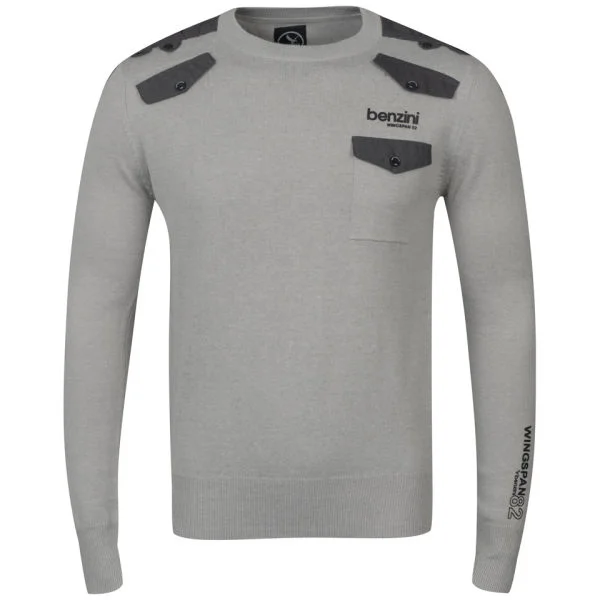 Benzini Men's Button Pocket Detail Knit - Grey Marl - S - Grey Marl Image 1