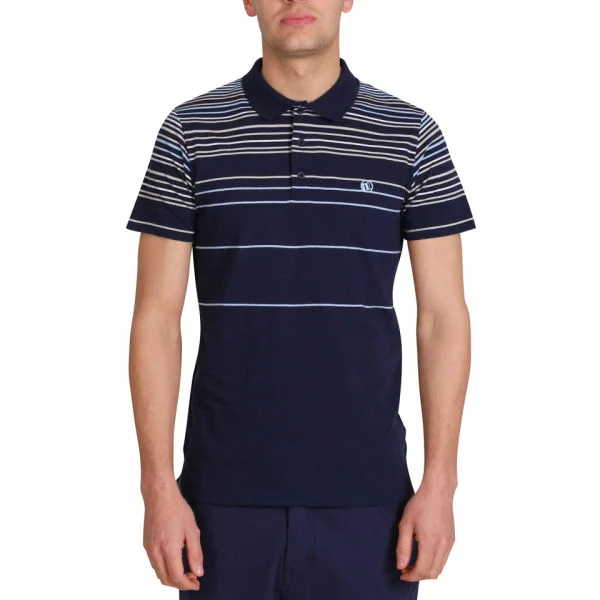 Mas-if Men's Native Stripe Polo-Shirt - Navy - S - Navy Image 1