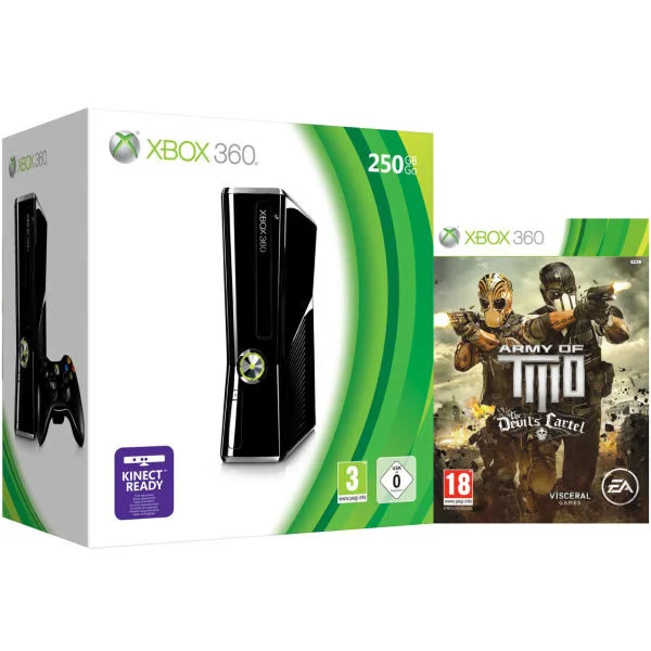 Xbox 360 250GB Matte Black Console: Bundle Includes (Army Of Two: The Devil's Cartel) Image 1
