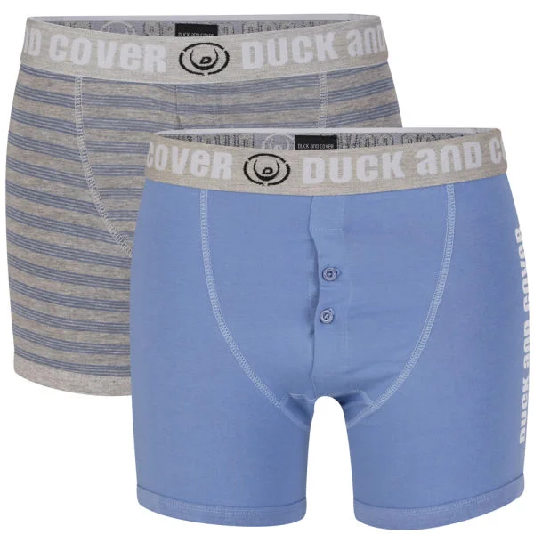 Duck and Cover Men's 2-Pack Boxer - Blue/ Grey Stripe - S - Blue/Grey Stripe Image 1