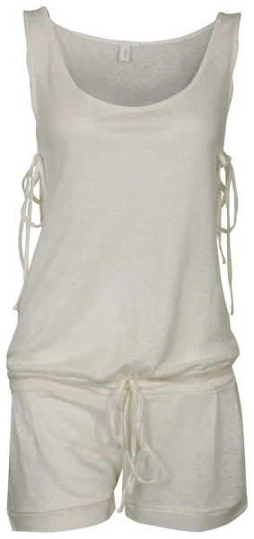 Chloe Women's Linen Playsuit - White - 10 - Cream Image 1