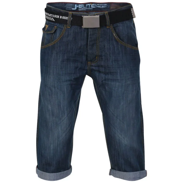 Smith & Jones Men's Belted Trip Denim Shorts - Midwash - 28 waist - Midwash Image 1