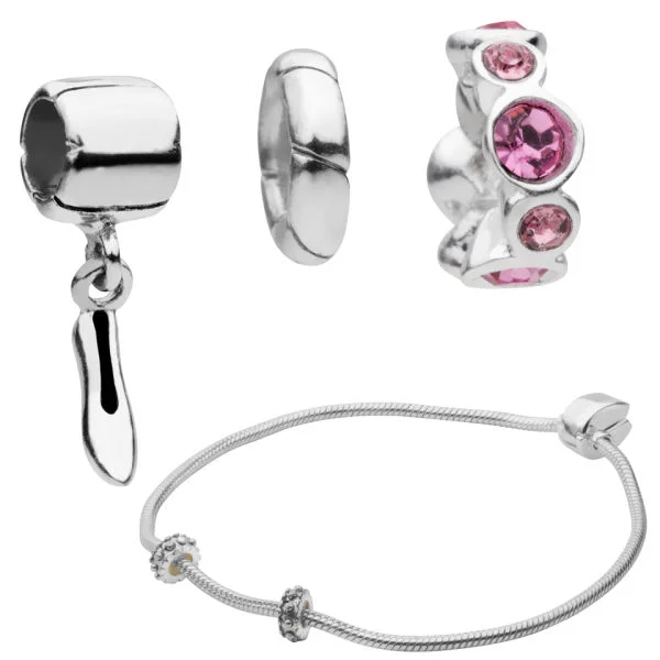 Amadora Silver Bracelet & Three Charm Set Image 1