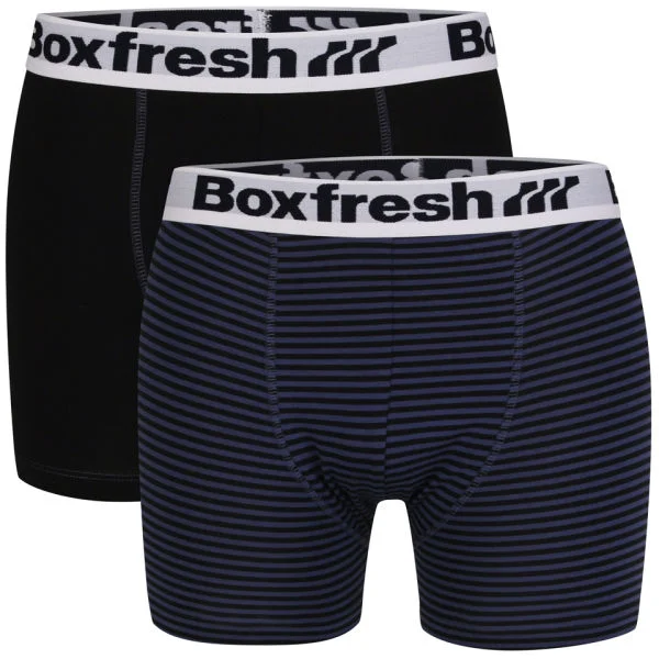 Boxfresh Men's Two Pack Boxers - Black/Blue - S - Black/Blue Image 1