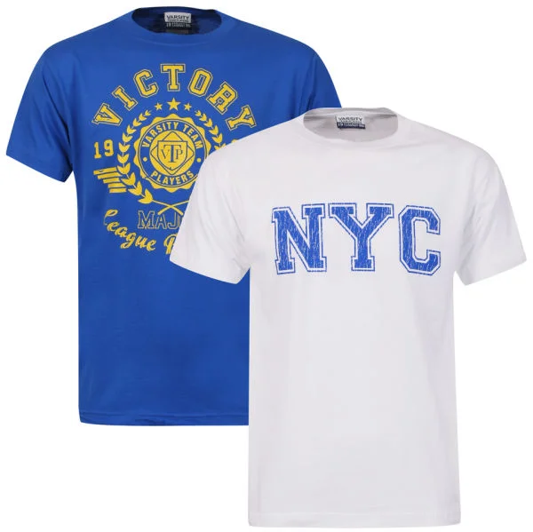 Men's 2-Pack T-Shirt - White NYC/Bright Blue Victory - S - White/Blue Image 1