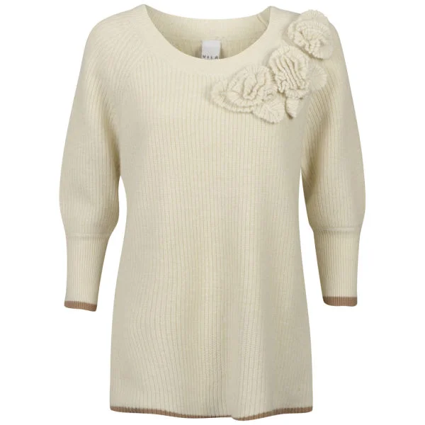 VILA Women's Albo Corsage Knitted Jumper - Cream - XS - Cream Image 1