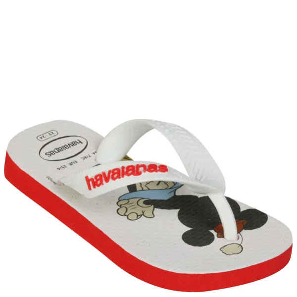 Havaianas Kids' Disney Stylish Flip Flops - Red/White - 7 - Red/White Image 1