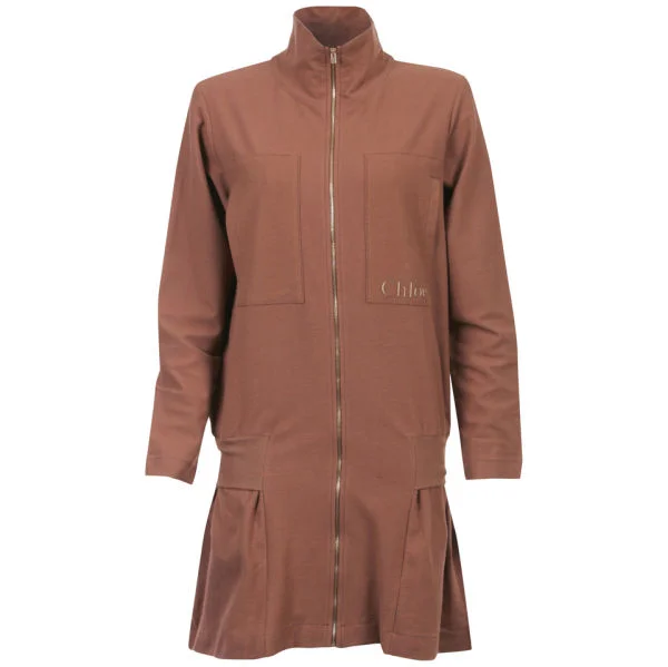 Chloe Women's Long Sleeve Zip Jacket Dress - Brown - 8 - Brown Image 1