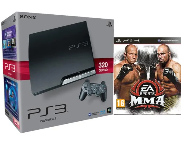 Playstation 3 PS3 Slim 320GB Console: Bundle (Includes MMA: Mixed Martial Arts) Image 1