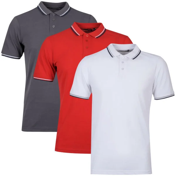 Brave Soul Men's 3-Pack Tip Polo - Red/White/Charcoal - S - Red/White/Charcoal Image 1