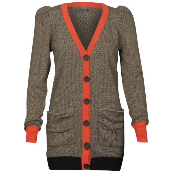 nümph Womens Bobble Textured Cardigan - Aura - XS - Khaki Image 1
