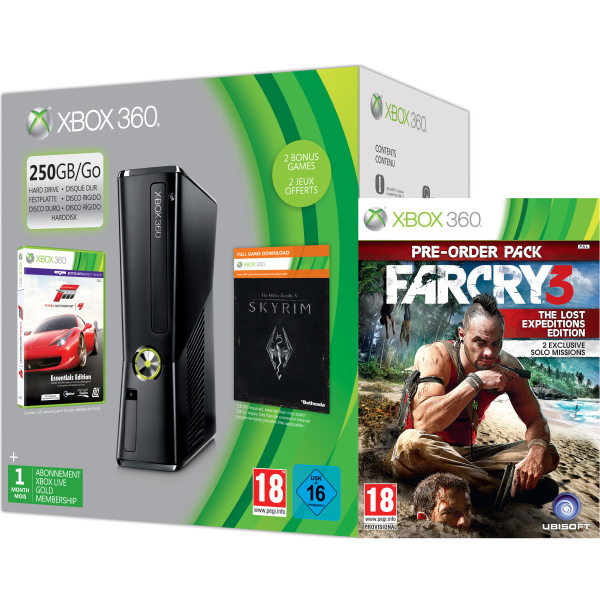 Xbox 360 250GB Holiday Far Cry Bundle (Includes Far Cry 3, Forza 4 'Essentials Edition', Skyrim 'Live DLC', 1 Month Xbox Live) Image 1