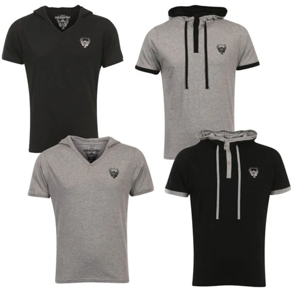 Ringspun Men's 2-Pack Hooded T-Shirts - S - Khaki/Off White Image 1