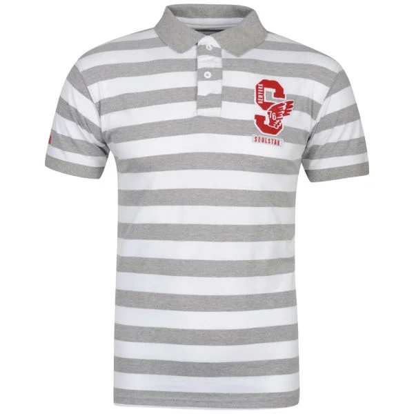 Soul Star Men's Geneva Striped Polo - Grey - S - Grey Image 1