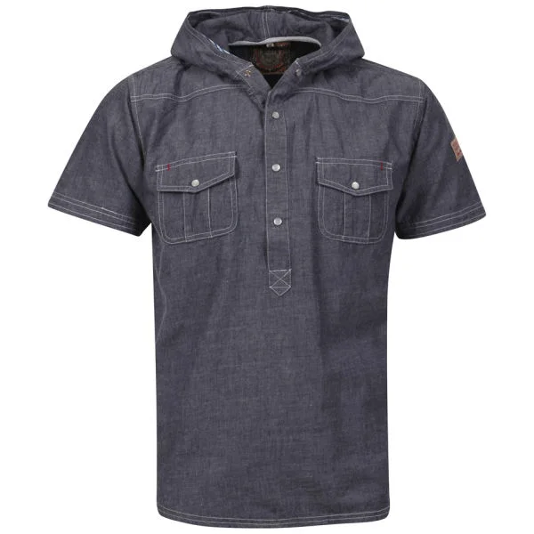 Brave Soul Men's Luchan Double Hood Shirt - Denim - S - Denim Image 1