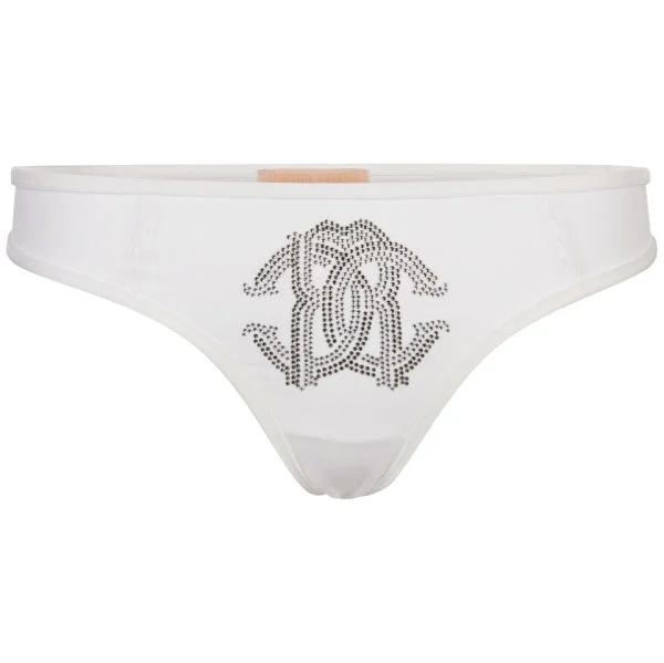 Roberto Cavalli Women's Diamante Logo Thong - White - XS - White Image 1