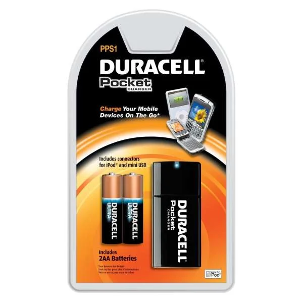Duracell Pocket Charger inc 2 x AA Batteries Image 1