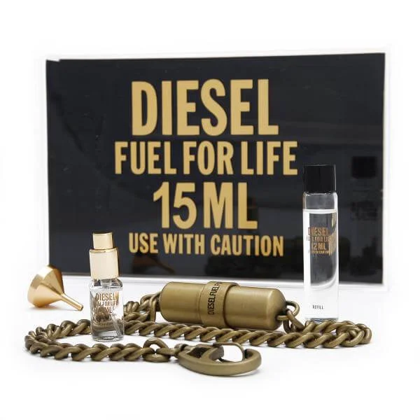 Diesel - Fuel For Life Men's Gift Set (3ml Eau de Toilette 3ml, 12ml Recharge and Jeans Chain) Image 1