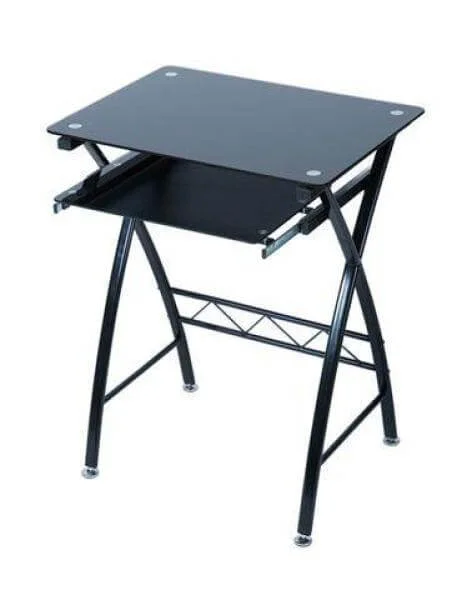 LEVV black glass computer desk Image 1