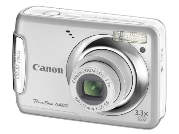 Canon PowerShot A480 Digital camera. 10 Megapixels. 3.3x Optical zoom. 4x Digital zoom 2.5 Inch LCD Screen. Silver Image 1