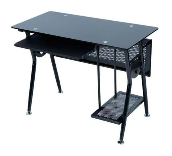 LEVV Black Glass Computer Workstation (CT100BB) Image 1