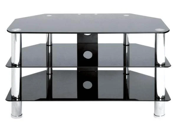 LEVV Black and Chrome TV Stand for up to 37 Inch TVs Image 1