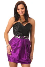Lipsy - Beaded Waist Gathered Slim Fit Bust Dress - Purple Berry - 8 - Purple Image 1