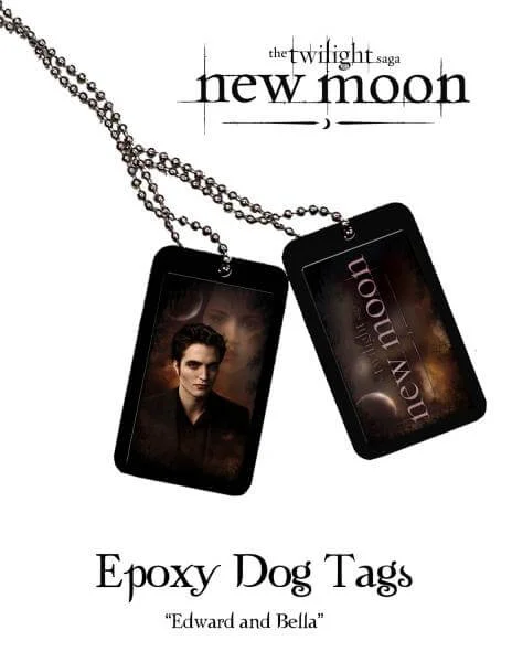 Twilight New Moon Epoxy Dog Tags - Edward and Bella Image 1