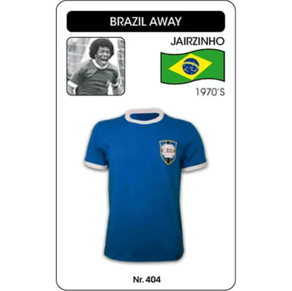 Brazil Away 1970's Short Sleeve Retro Football Shirt - S - Blue Image 1