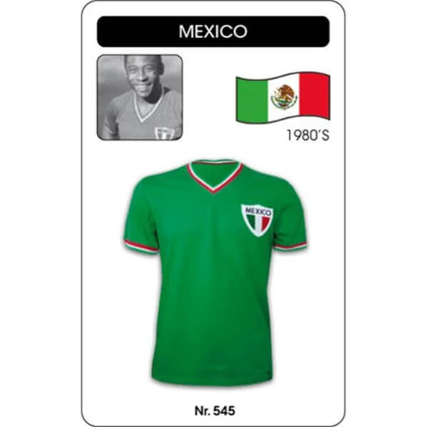 Mexico Pelé 1980's Short Sleeve Retro Football Shirt - S - Green Image 1