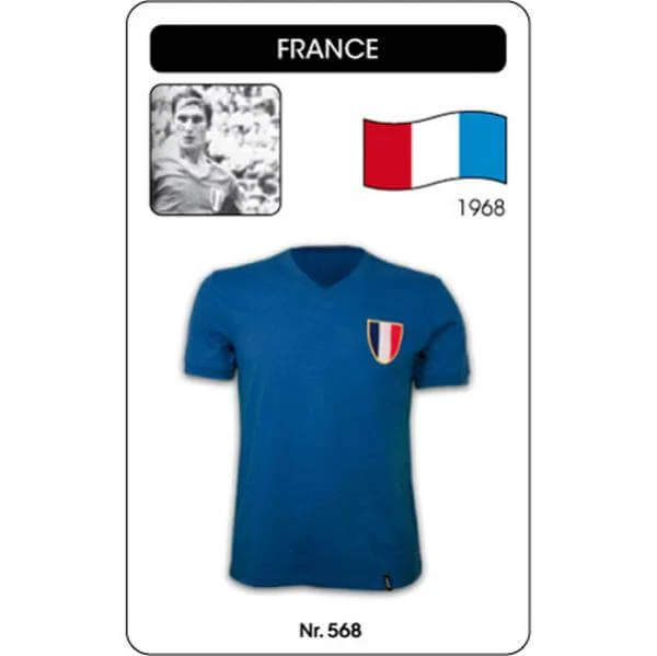 France 1968 Olympics Short Sleeve Retro Football Shirt - S - Blue Image 1