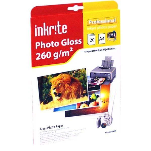 Inkrite PhotoPlus Professional Paper Photo Gloss 260gsm A4 (20 sheets) Image 1