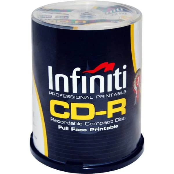 Infiniti CD-R 700MB/80 Min 52x Speed (100 Pack) Printable Full-Face - (RSCD80CB100P) Image 1