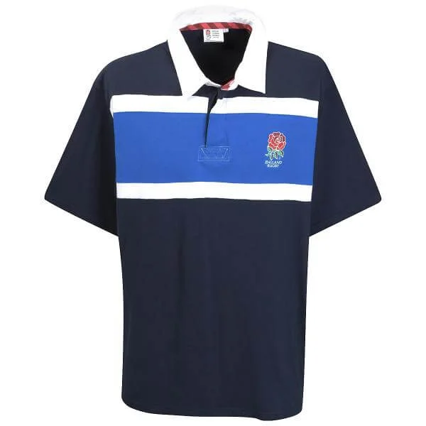 England Rugby SS Panel Rugby Shirt-Navy/Royal - S Image 1