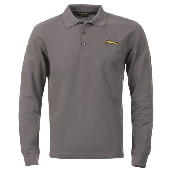 Slazenger Men's Equipe L/S Polo Shirt - Grey - S - Grey Image 1