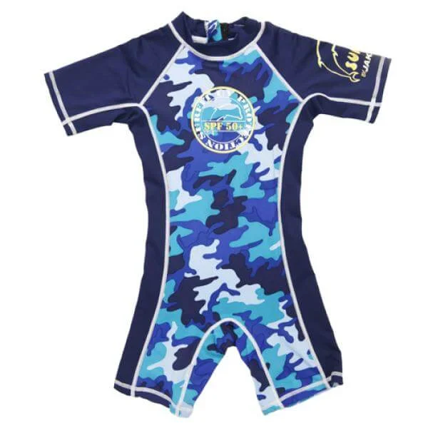 Jakabel Surfit UVP Shorty Sunsuit - Blue Camou - XB (3-6 Months) - Blue Image 1