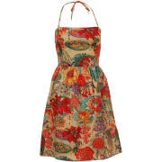 French Connection Women's Vogue Garden Halter Neck Dress - Multi Beige - 8 - Beige Image 1