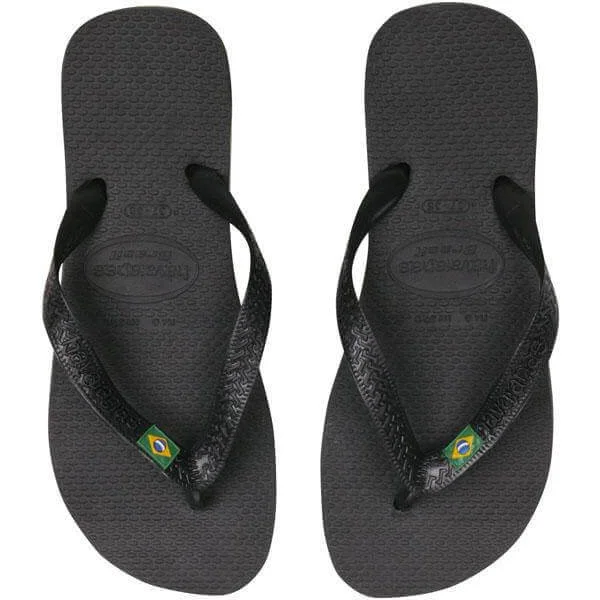 Havaianas Brasil Flip Flops - Black - 1/2 - Black Image 1