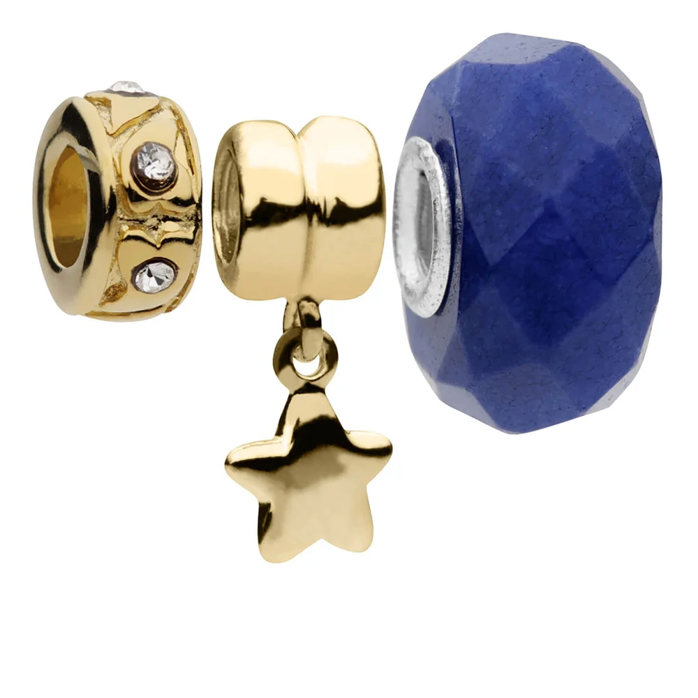 Amadora Star And Crystal Beads Pack Of Three Charms - Silver Image 1