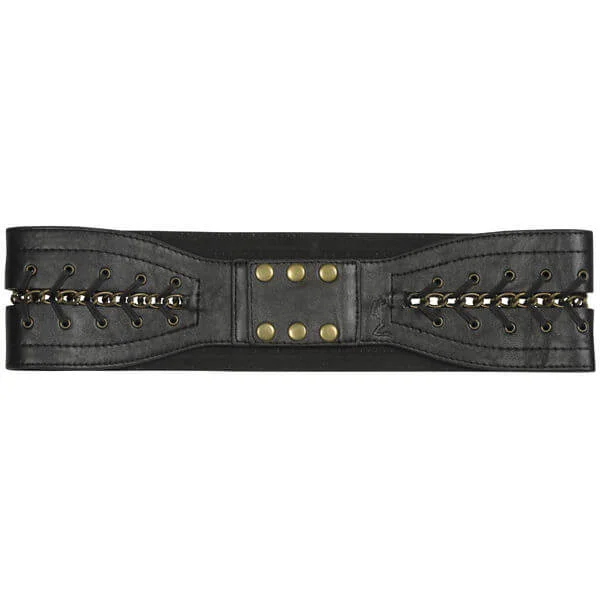 Religion Chain Detailed Waist Belt - One Size - Black Image 1