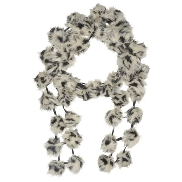 Fur pom pom scarf - One Size - Leopard Image 1