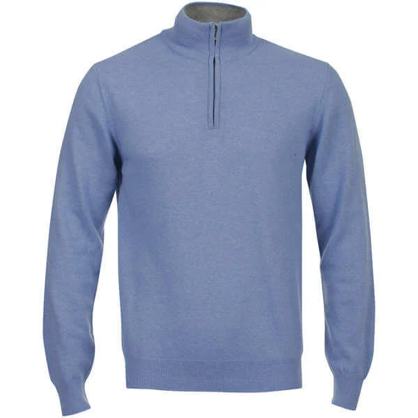 Romeo Gigli Men's Italian Half Zip Cashmere Jumper - Sky - M - Sky Blue Image 1