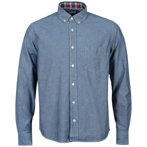 Hartford Men's Check Placket Denim Shirt - Blue - S - Blue Image 1