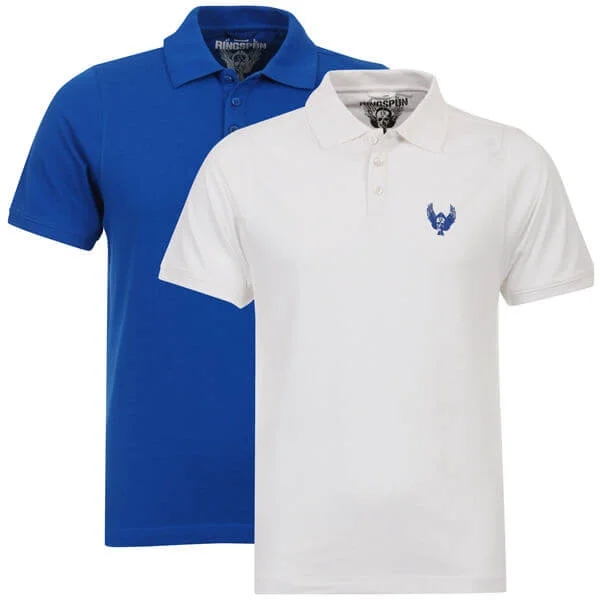 Ringspun Men's 2-Pack Glaston Short Sleeve Polo T-Shirt - Blue/White - S - Blue/White Image 1