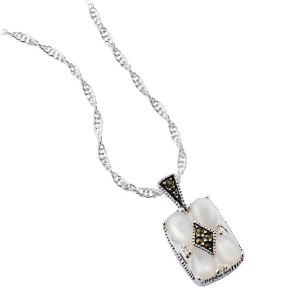 Marcasite Square Drop Pendant - One Size Image 1