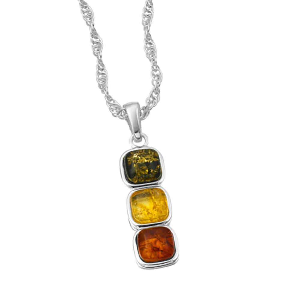 Amber Drop Coloured Gem Pendant - One Size Image 1