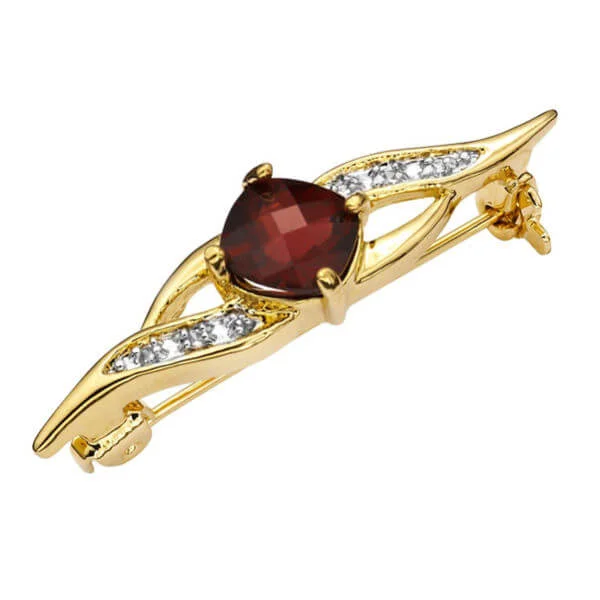 Two Toned Cushion Cut Design Garnet Pin - One Size Image 1